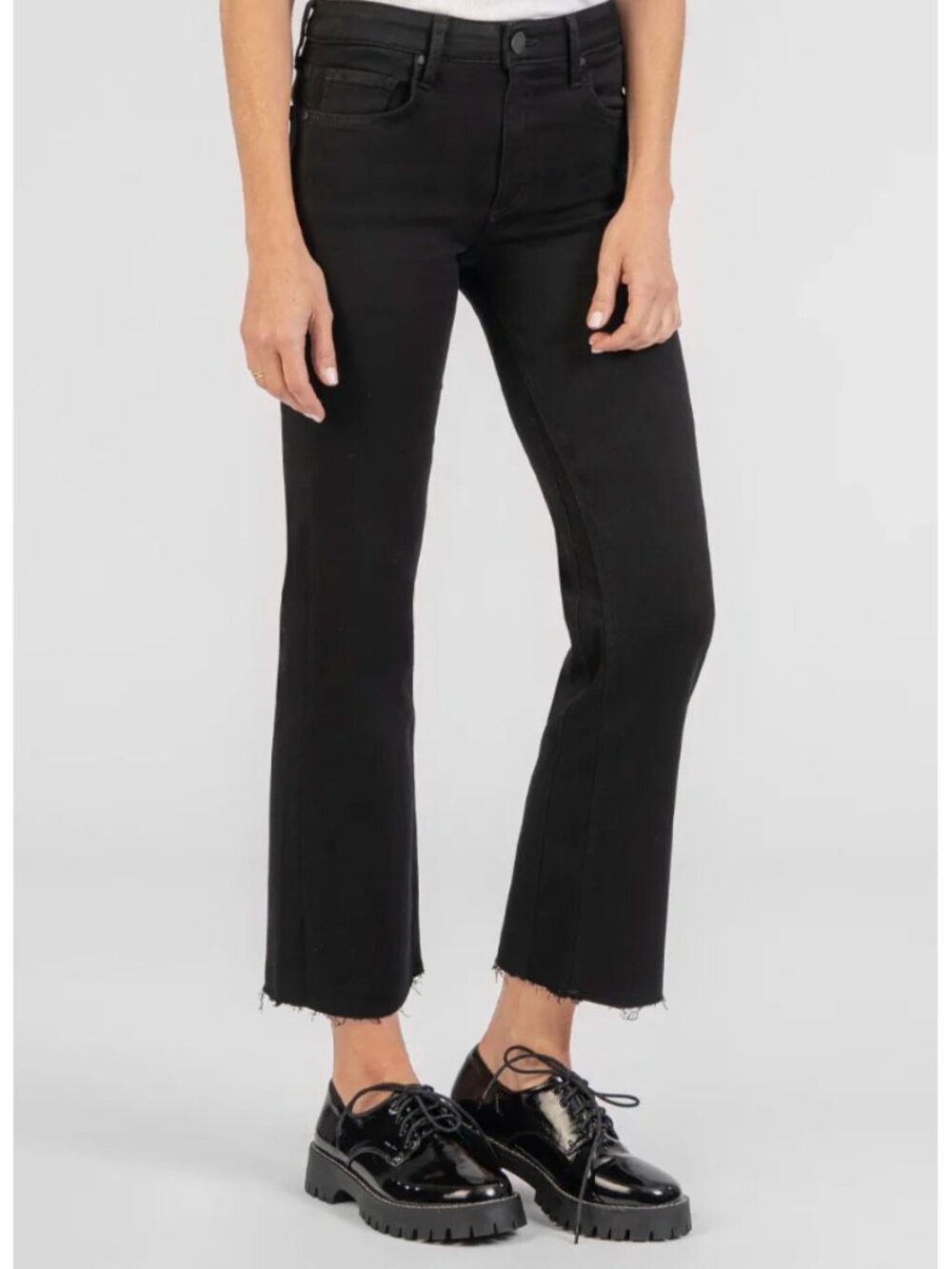 Kut from the Kloth Size 6 Black Kelsey Mid-Rise Ankle Flare Denim Jeans
